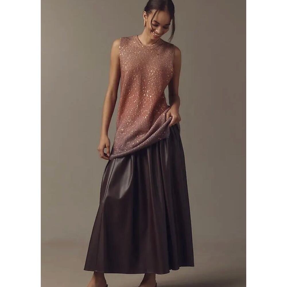 By Anthropologie Metallic Cashmere Longline Sweater Size Small